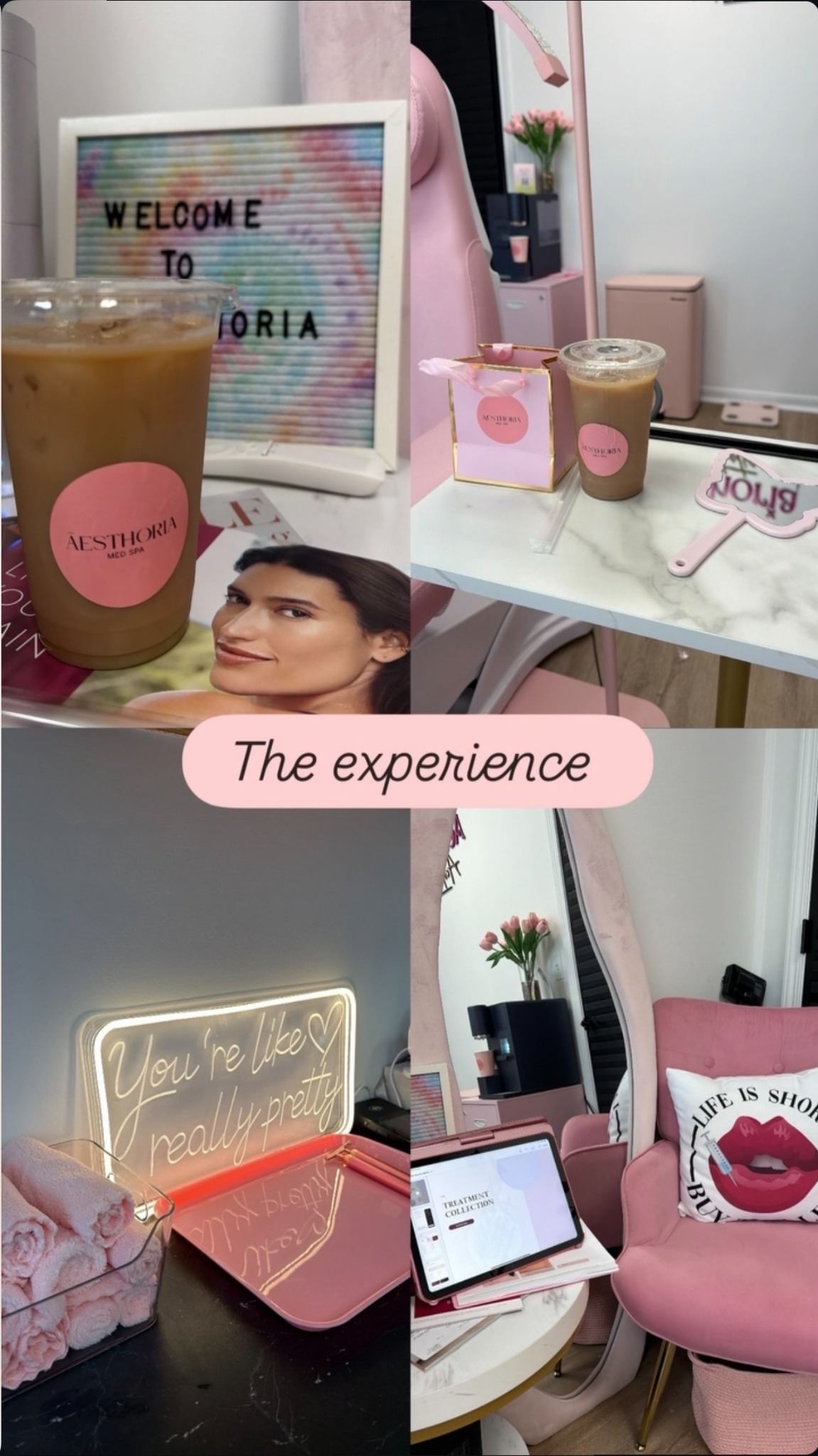 The private pink Aesthoria treatment room in Burr Ridge